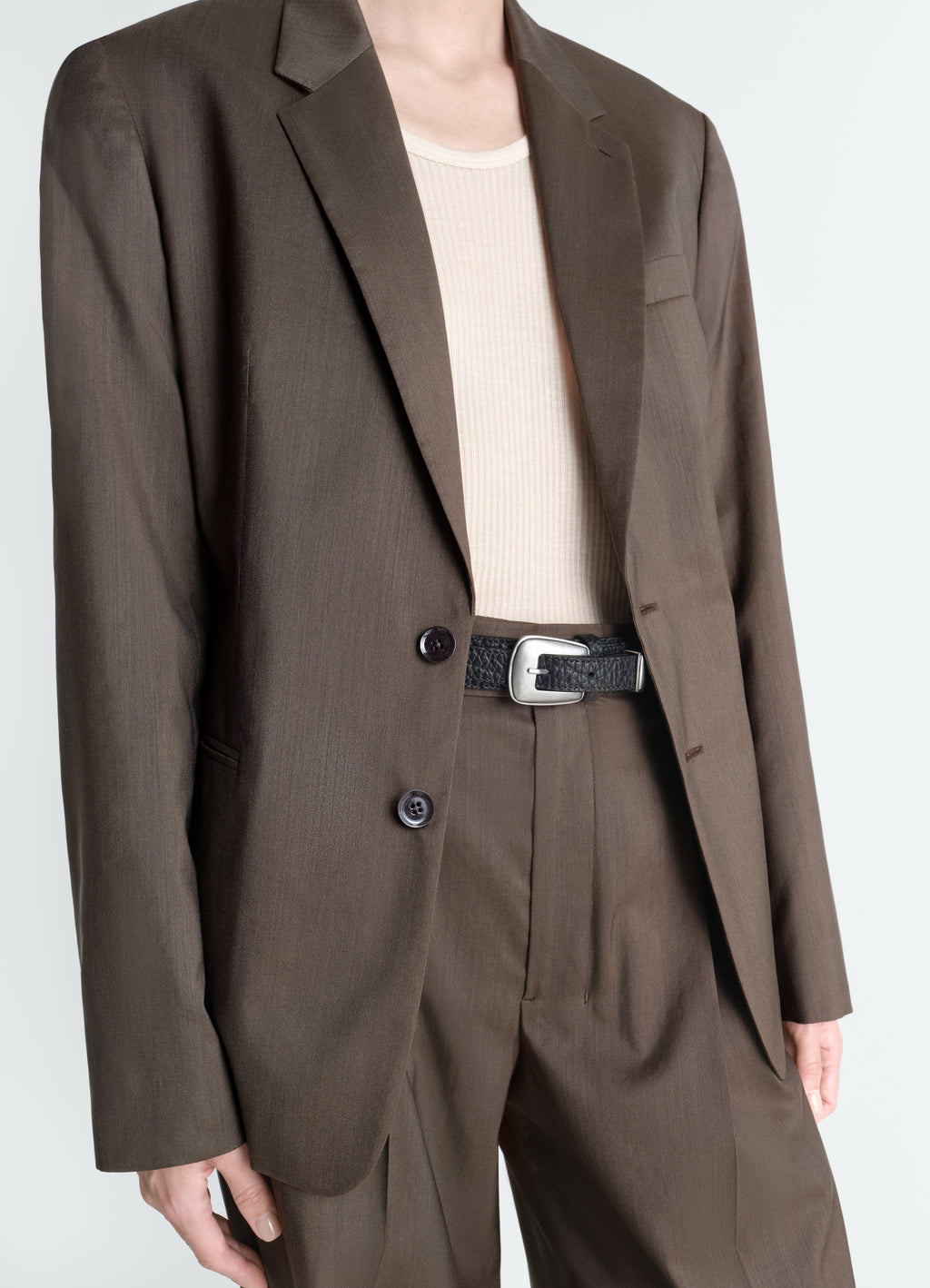 MINIMAL WESTERN BELT IN GRAINED COW LEAHER