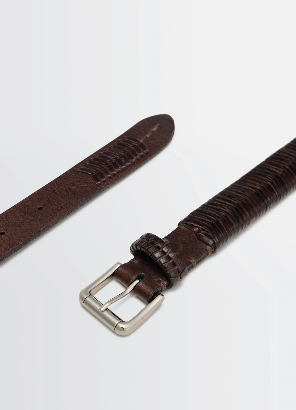 WEAVED BELT 25MM IN SHINY COW LEATHER