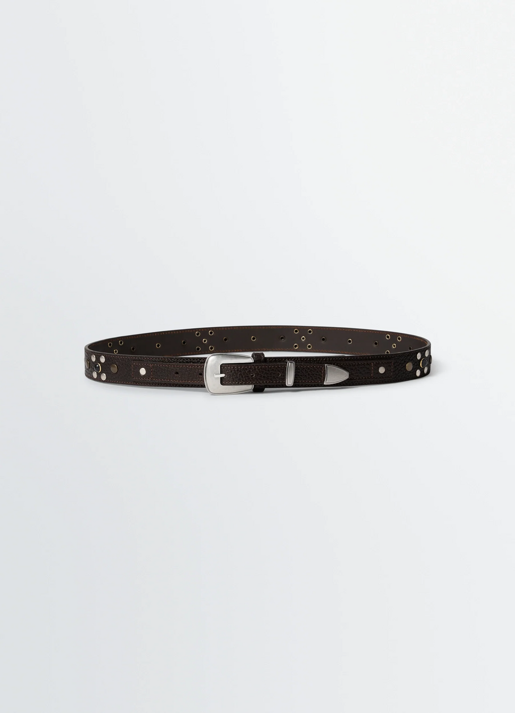 CEINTURE WESTERN À CLOUS 30 MM EN CUIR DE VACHETTE GRAINÉ