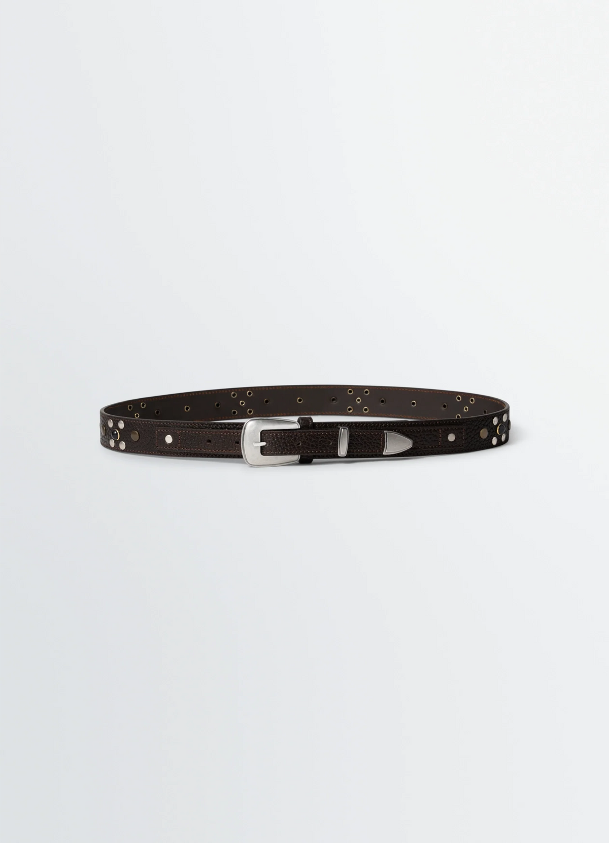 CEINTURE WESTERN À CLOUS 30 MM EN CUIR DE VACHETTE GRAINÉ