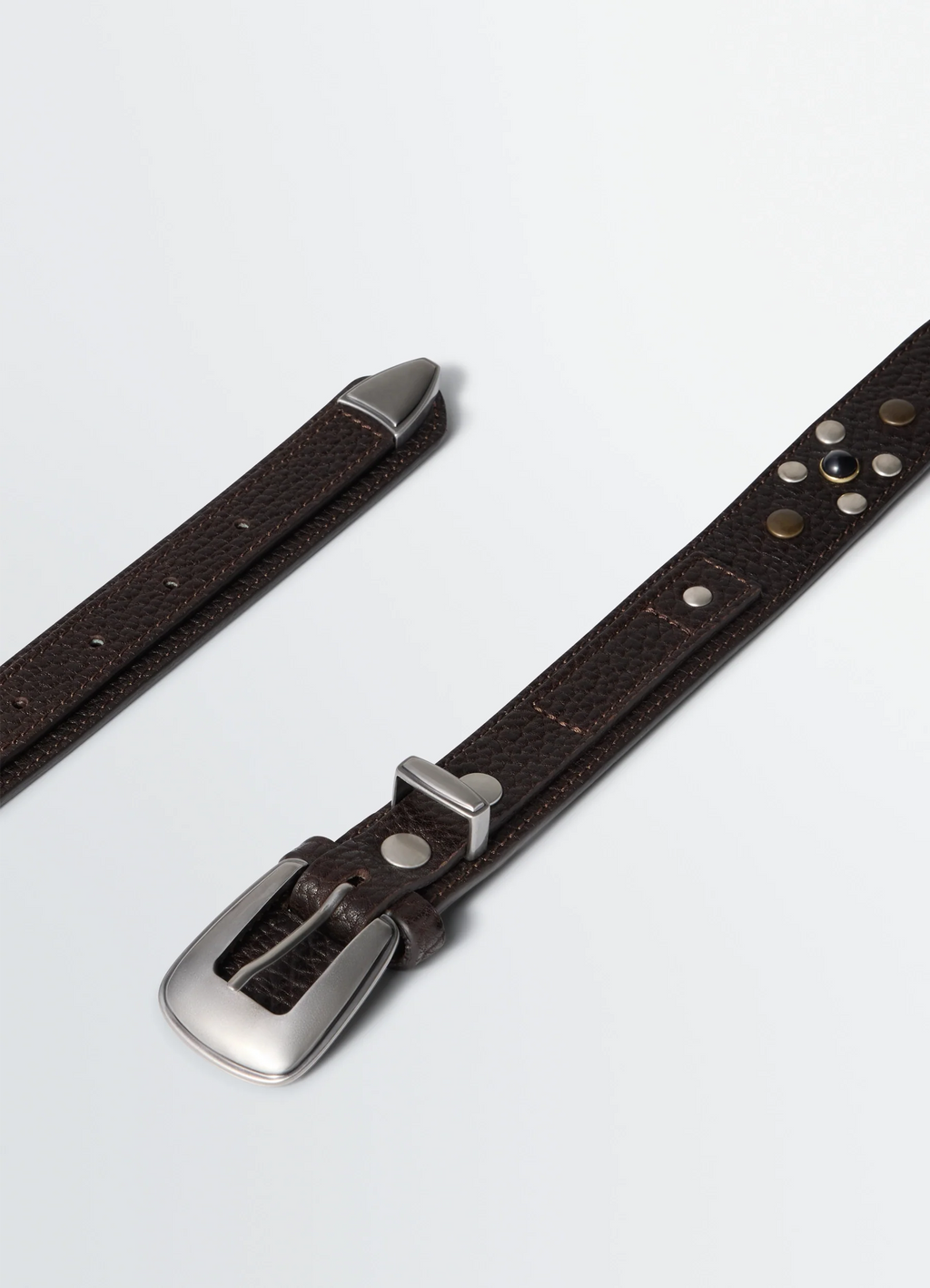 CEINTURE WESTERN À CLOUS 30 MM EN CUIR DE VACHETTE GRAINÉ