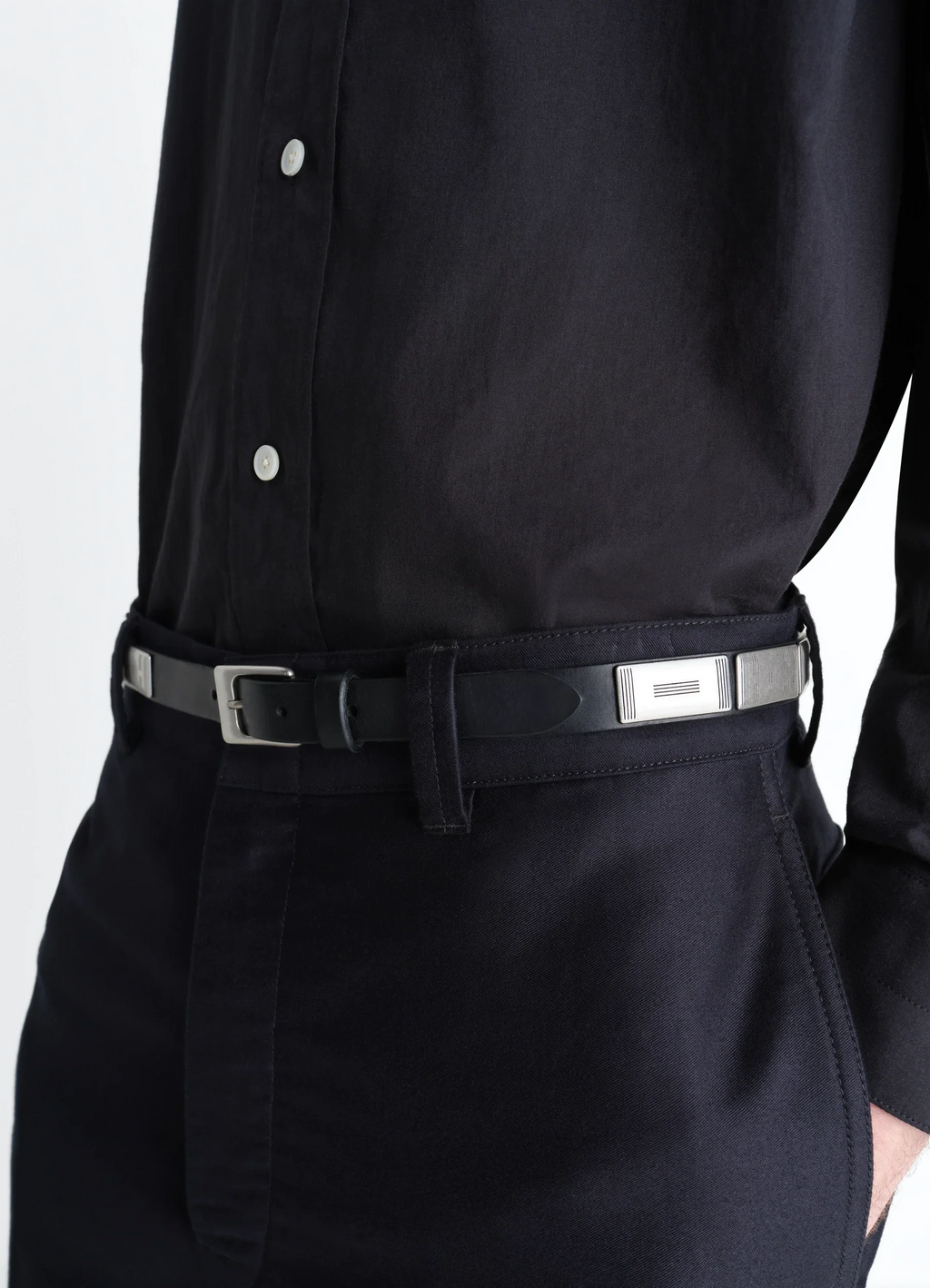 CEINTURE À CLOUS BUFFALO 20 MM EN CUIR LISSE
