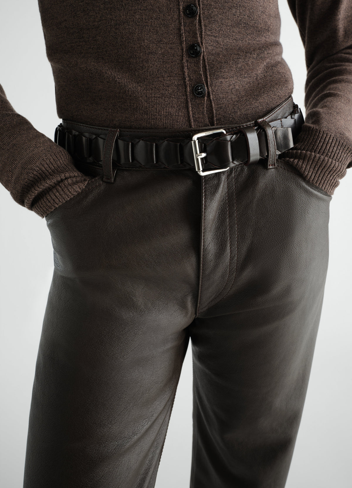 LEATHER LINK BELT 30MM IN VEGETABLE LEATHER