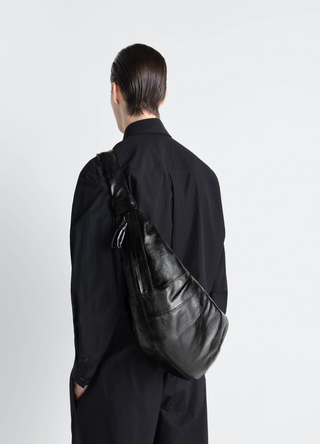 LARGE CROISSANT BAG IN COATED COTTON