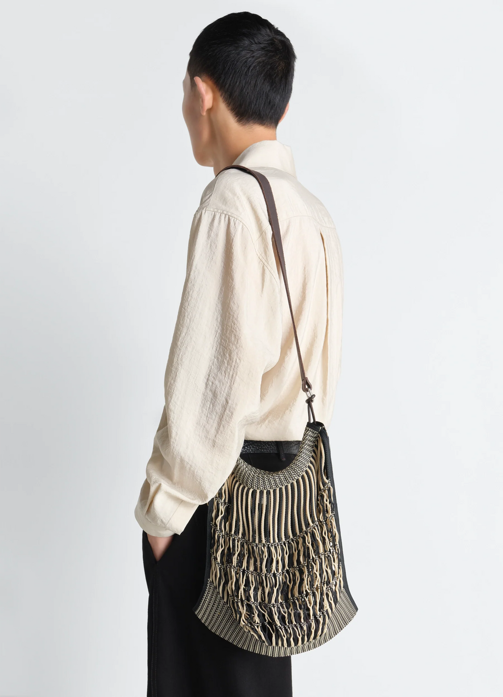 GRAND SAC SHOPPING FILT EN FILET DE NYLON À PORTER EN BANDOULIÈRE
