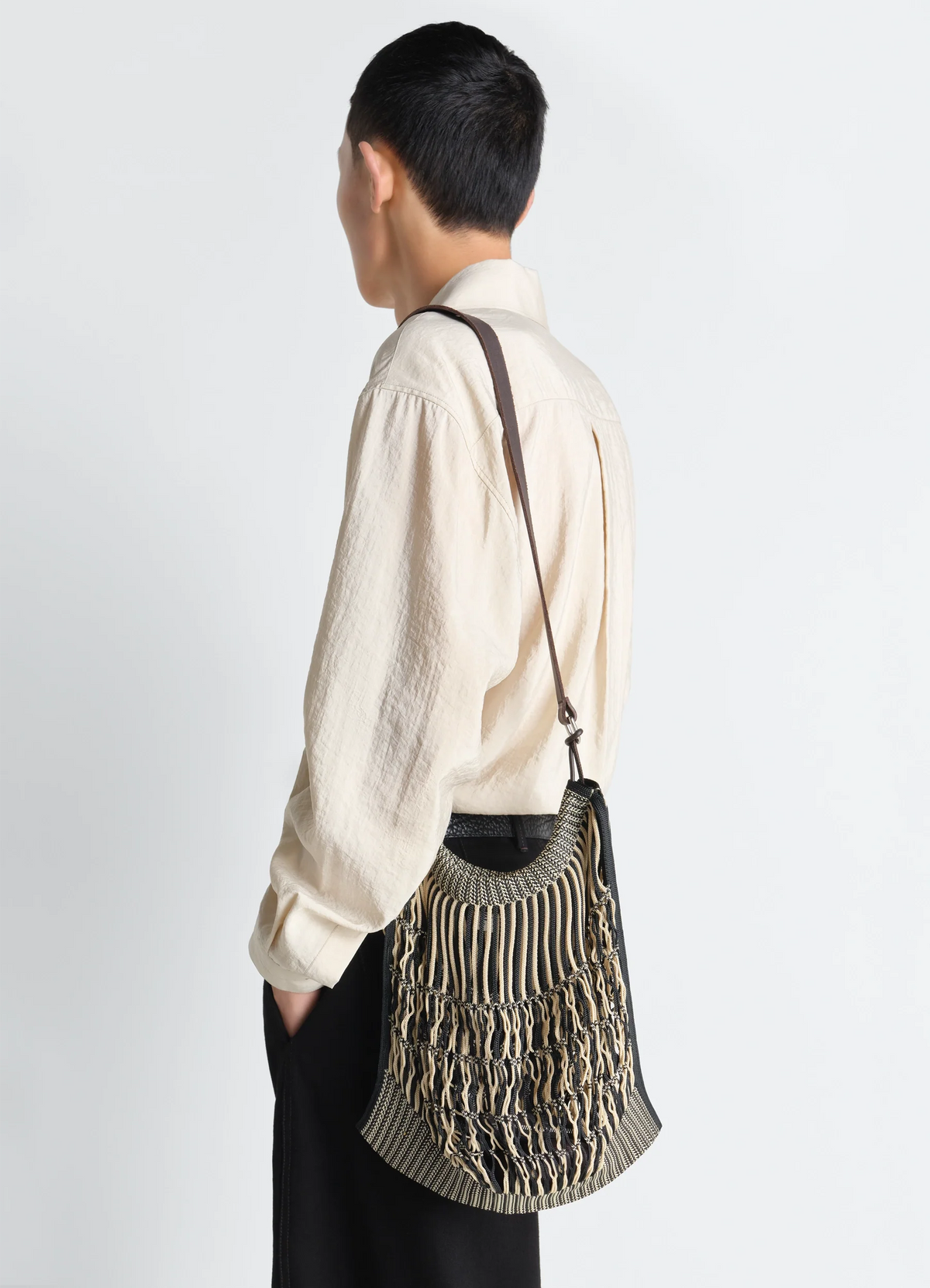 GRAND SAC SHOPPING FILT EN FILET DE NYLON À PORTER EN BANDOULIÈRE