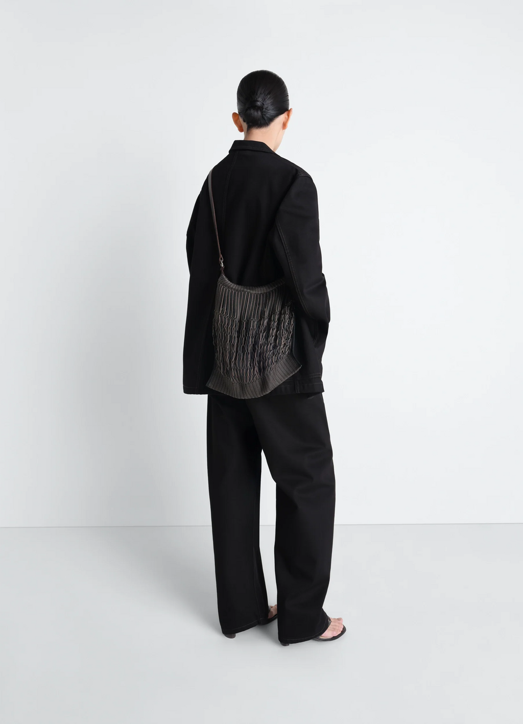 GRAND SAC SHOPPING FILT EN FILET DE NYLON À PORTER EN BANDOULIÈRE