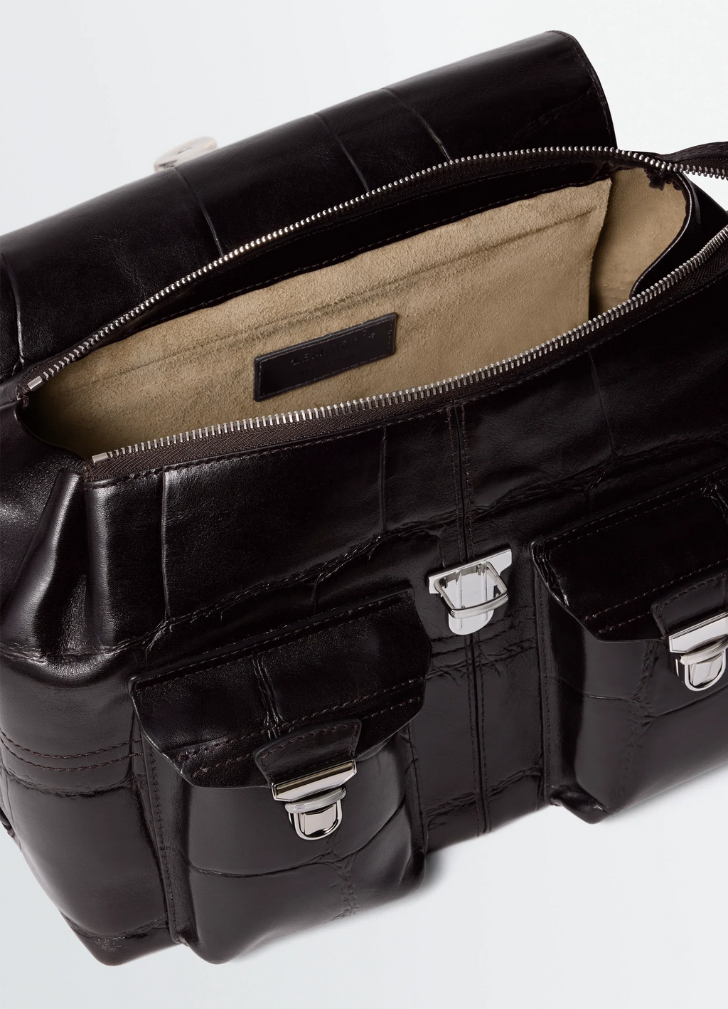 SAC MOYEN EN CUIR EMBOSSÉ FAÇON CROCO