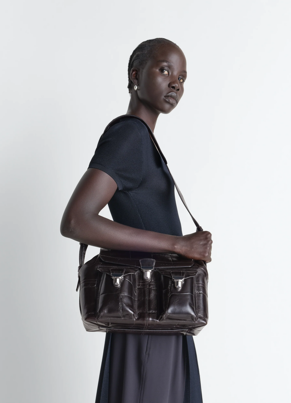 MEDIUM GEAR BAG IN CROCO EMBOSSED LEATHER