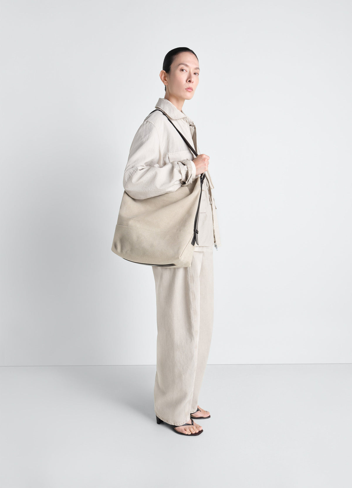 BELTED TOTE BAG IN COTTON CANVAS
