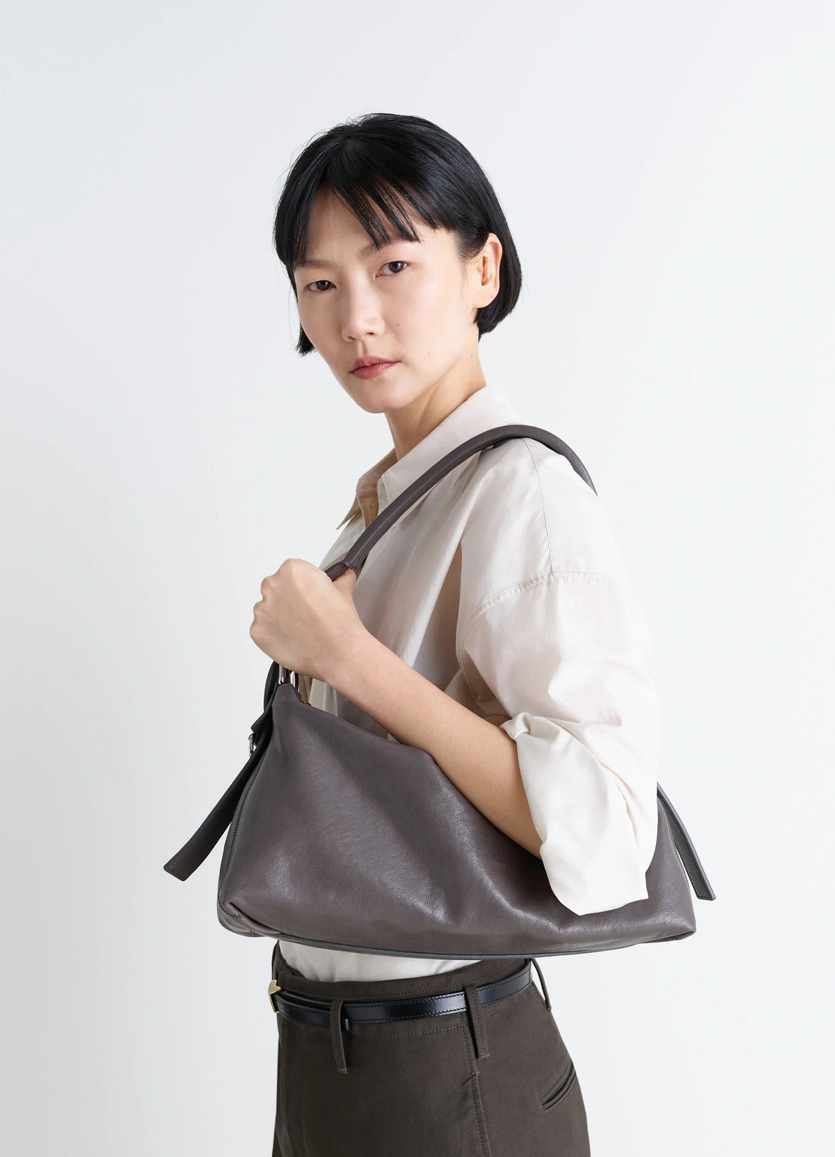 BELTED BAGUETTE BAG IN PAPER LUX LEATHER