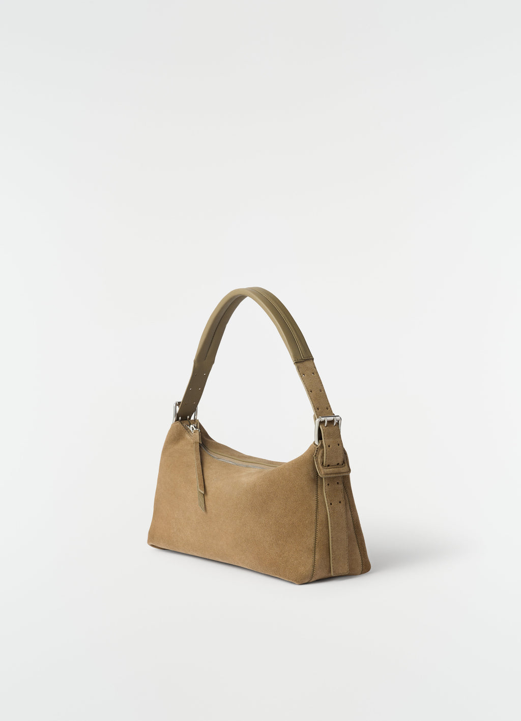 BELTED BAGUETTE BAG IN SUEDE LEATHER
