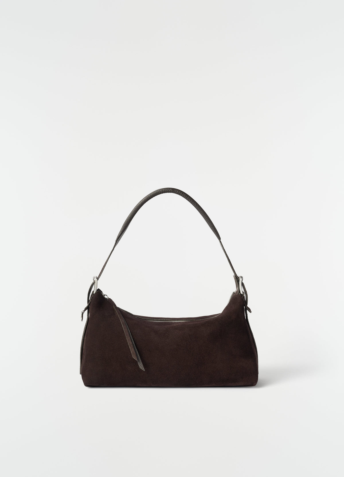 BELTED BAGUETTE BAG IN SUEDE LEATHER