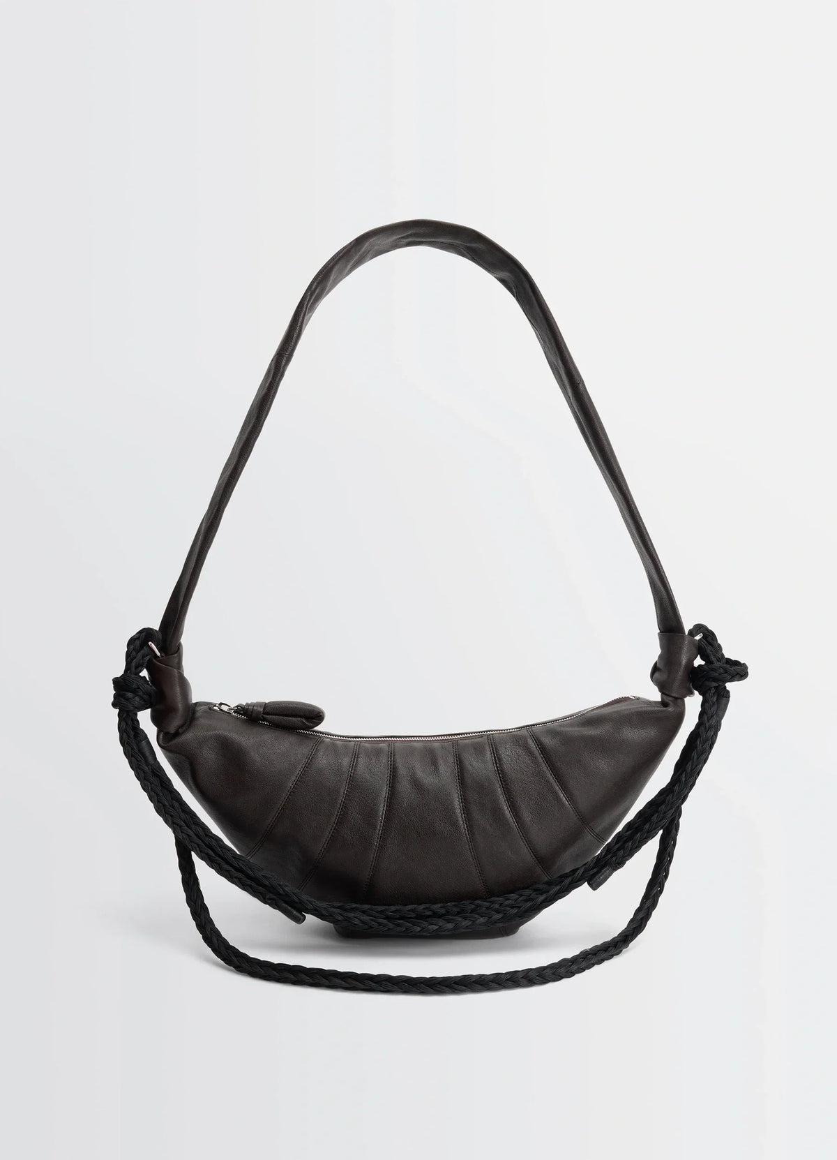 SAC CROISSANT MOYEN TRESSÉ EN CUIR DE BUFFLE GRAINÉ