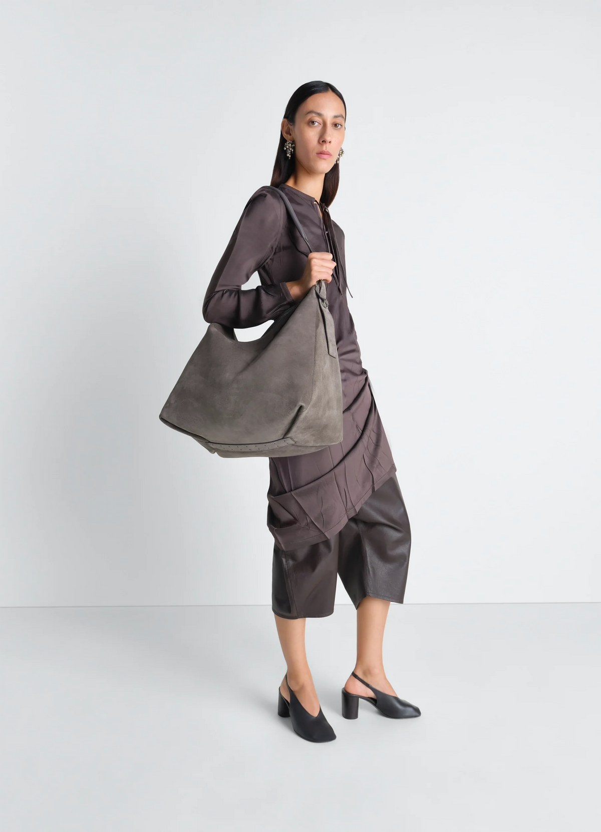 BELTED HOBO BAG IN SUEDE LEATHER