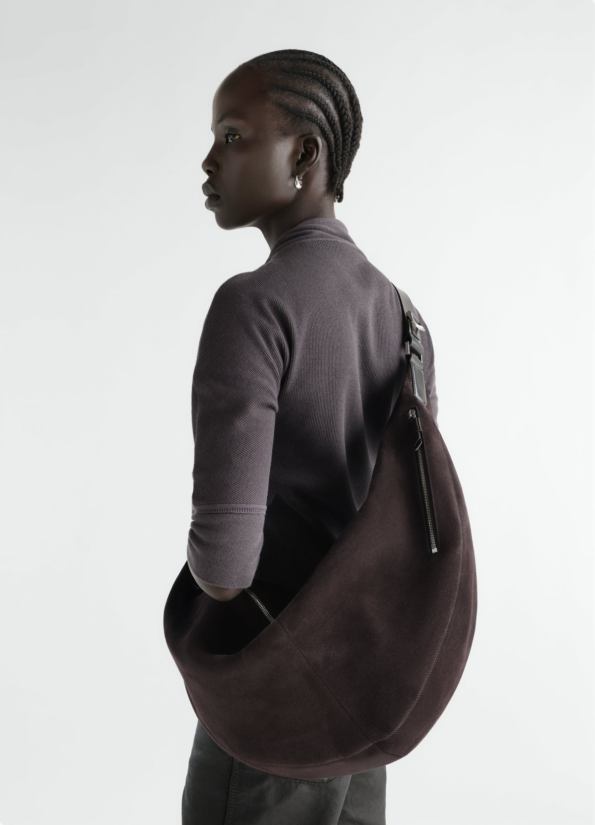 LARGE QUIVER CLIP BAG IN SUEDE LEATHER