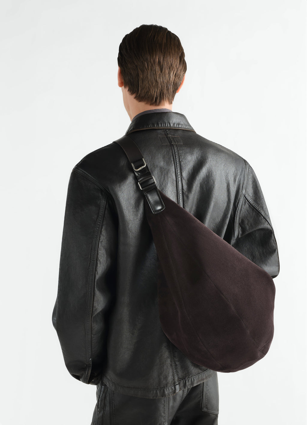 LARGE QUIVER CLIP BAG IN SUEDE LEATHER