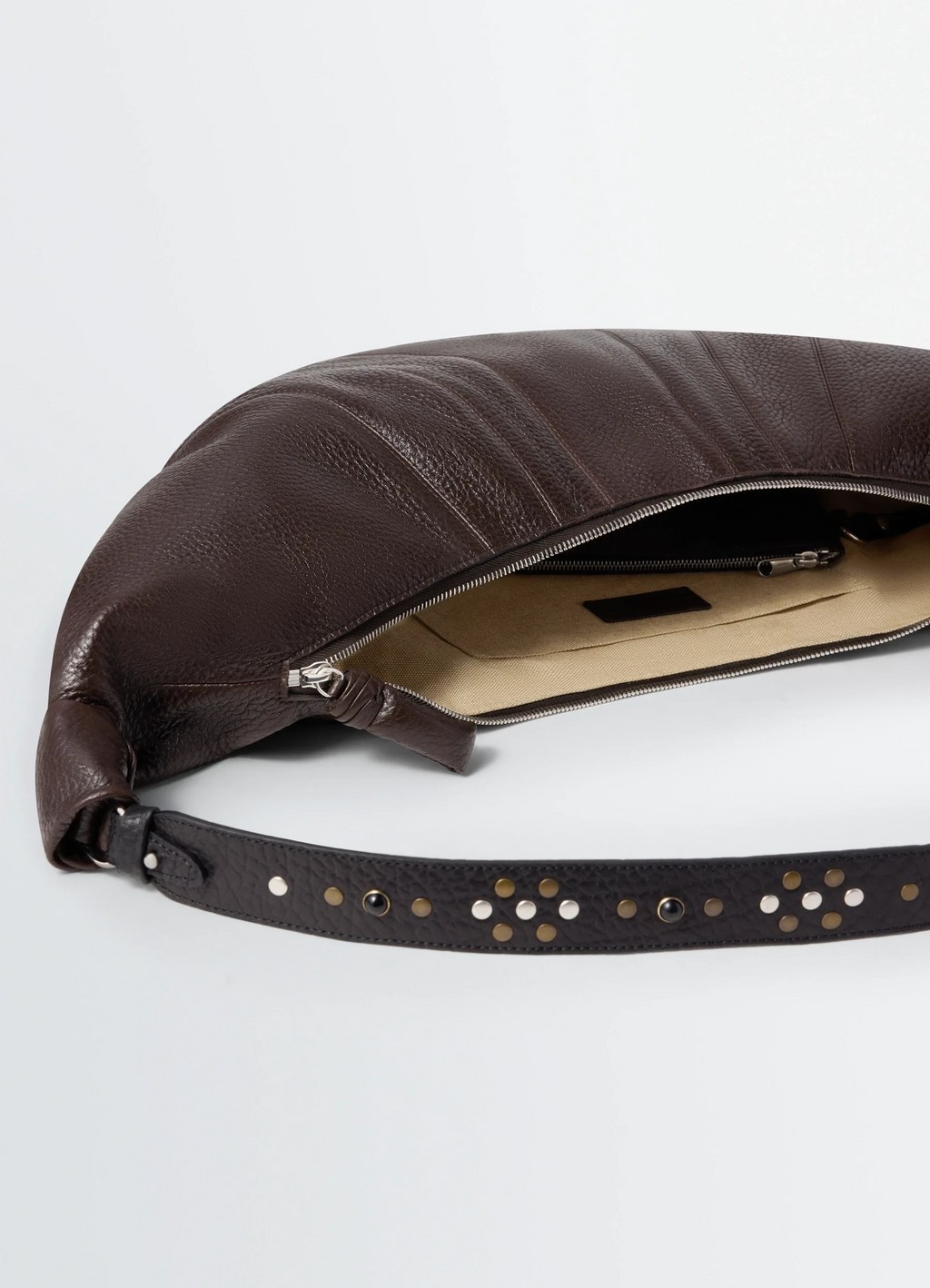 WESTERN STUDS LARGE CROISSANT BAG IN GRAINED COW LEAHER