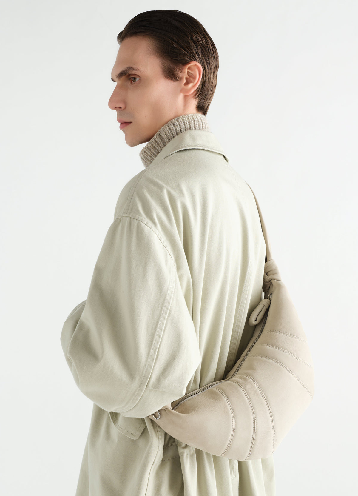 MEDIUM CROISSANT BAG IN ALPACA NUBUCK LEATHER