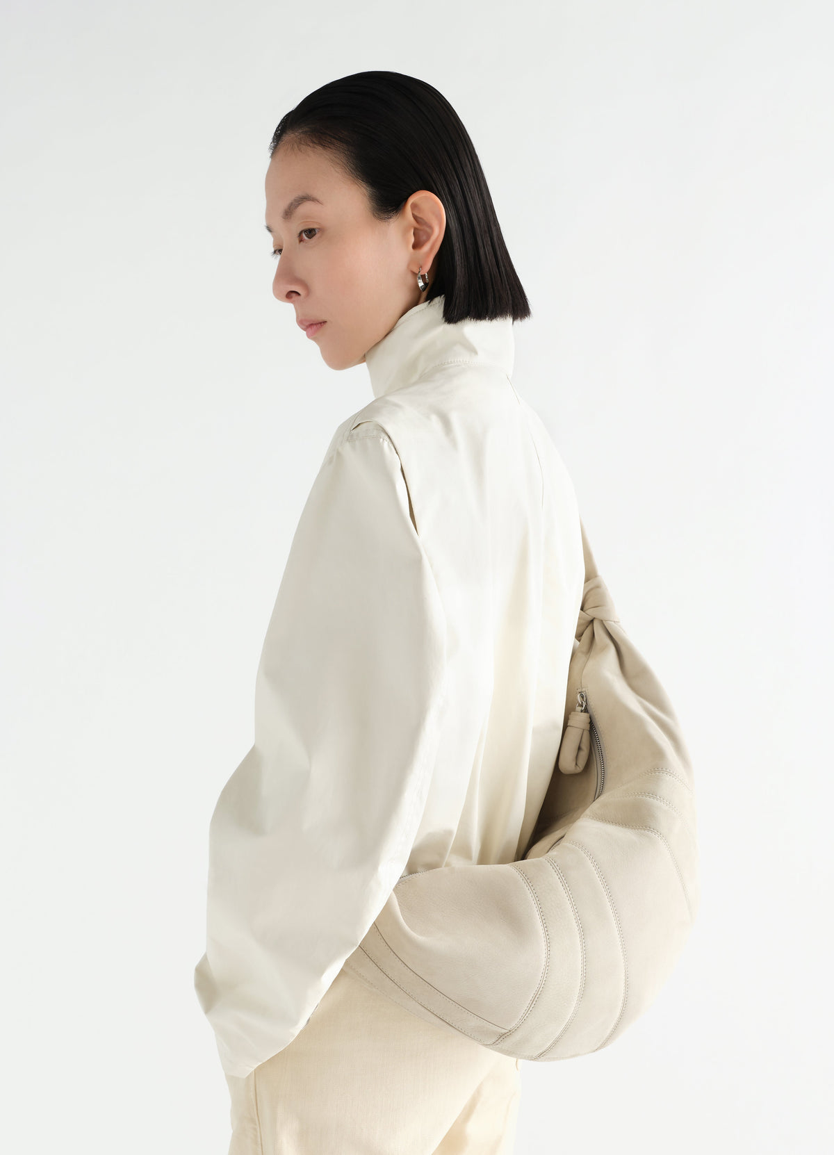 LARGE CROISSANT BAG IN ALPACA NUBUCK LEATHER