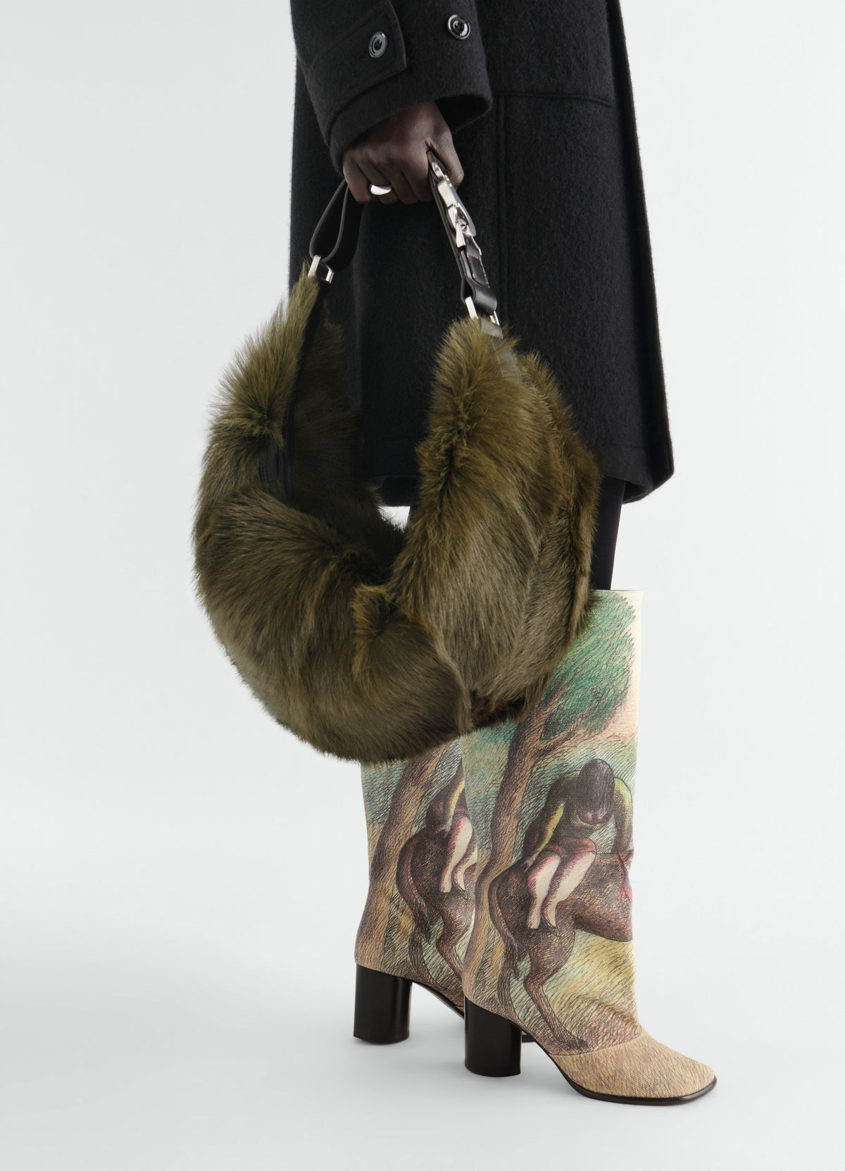 QUIVER CLIP BAG IN LONG HAIRY GOAT LEATHER