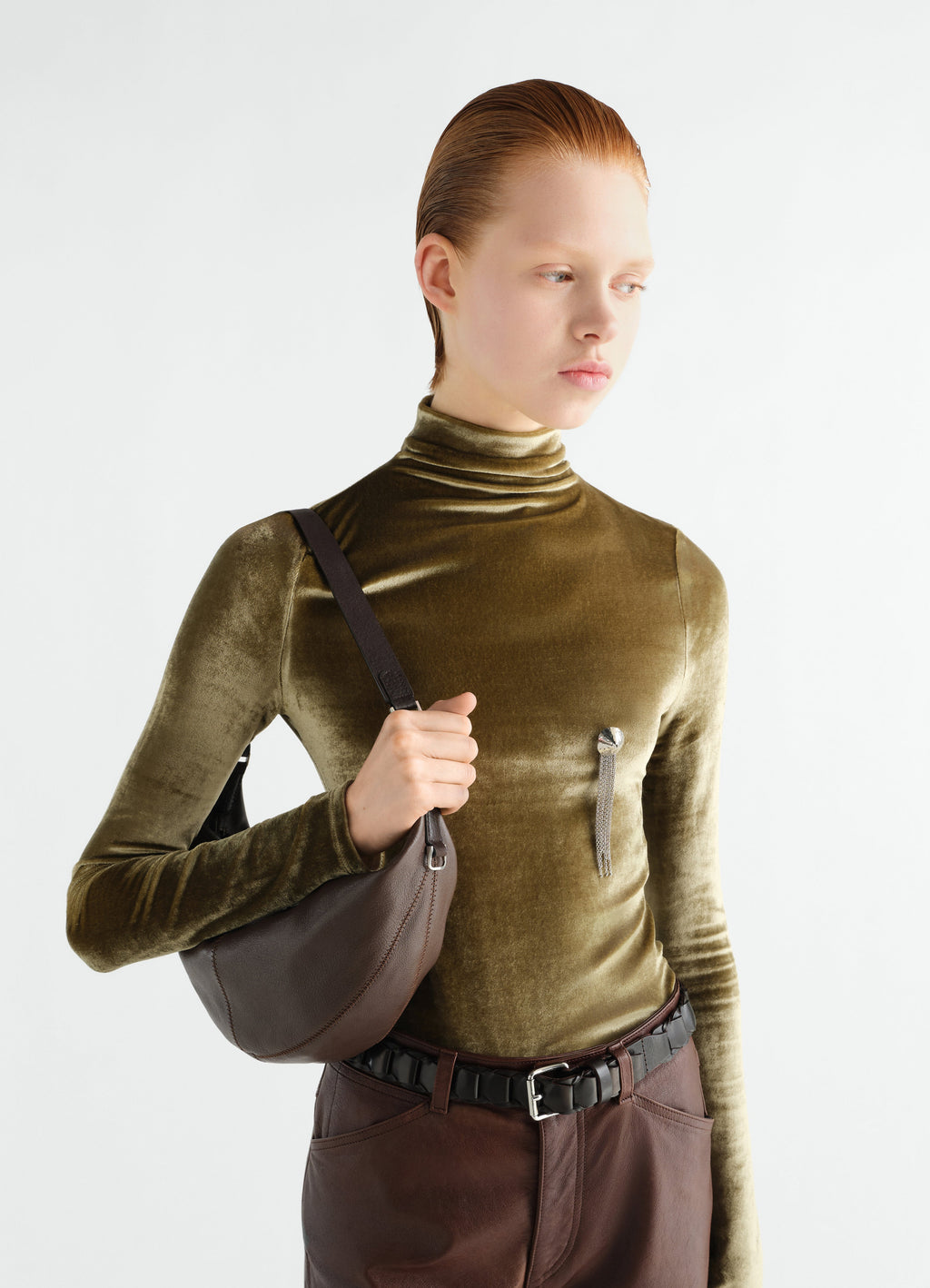 MINI QUIVER CLIP BAG IN BUFFALO GRAINED LEATHER