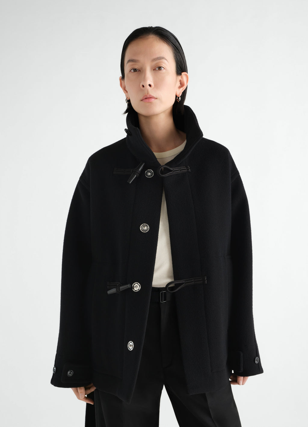 SHORT DUFFLE COAT IN DOUBLE WOOL