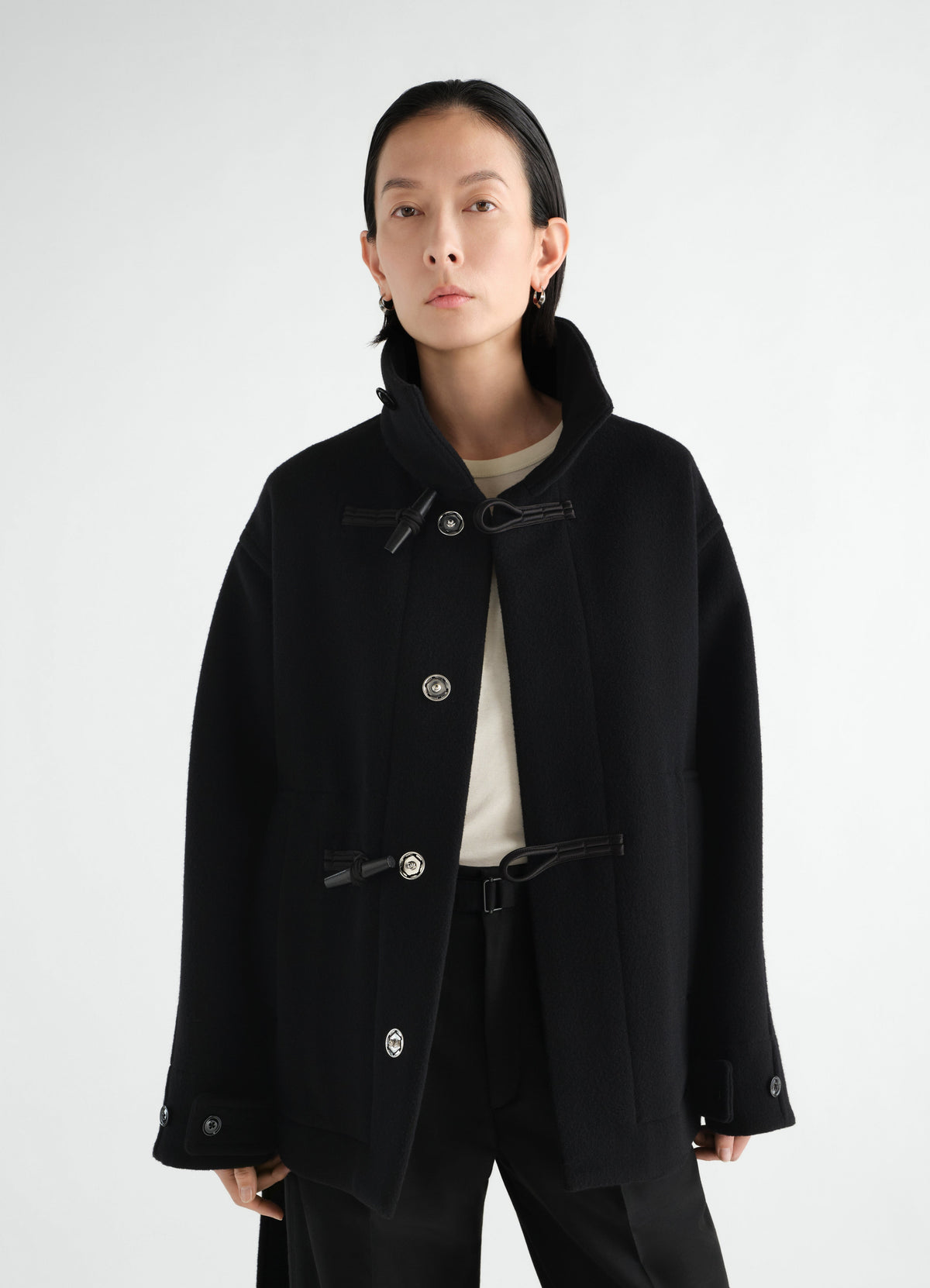 SHORT DUFFLE COAT IN DOUBLE WOOL
