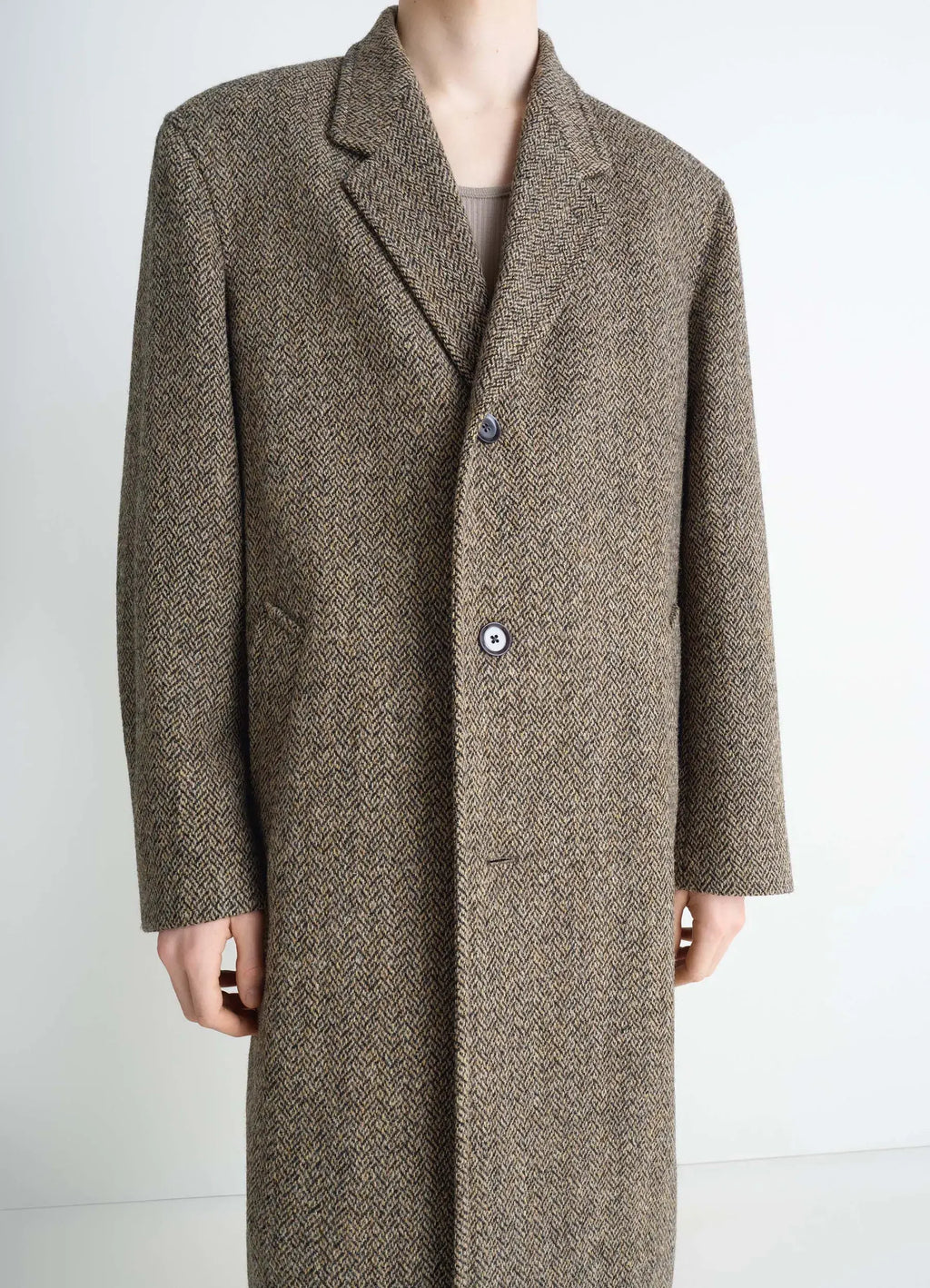 MANTEAU CHESTERFIELD EN TWEED HARRIS À MOTIF CHEVRON