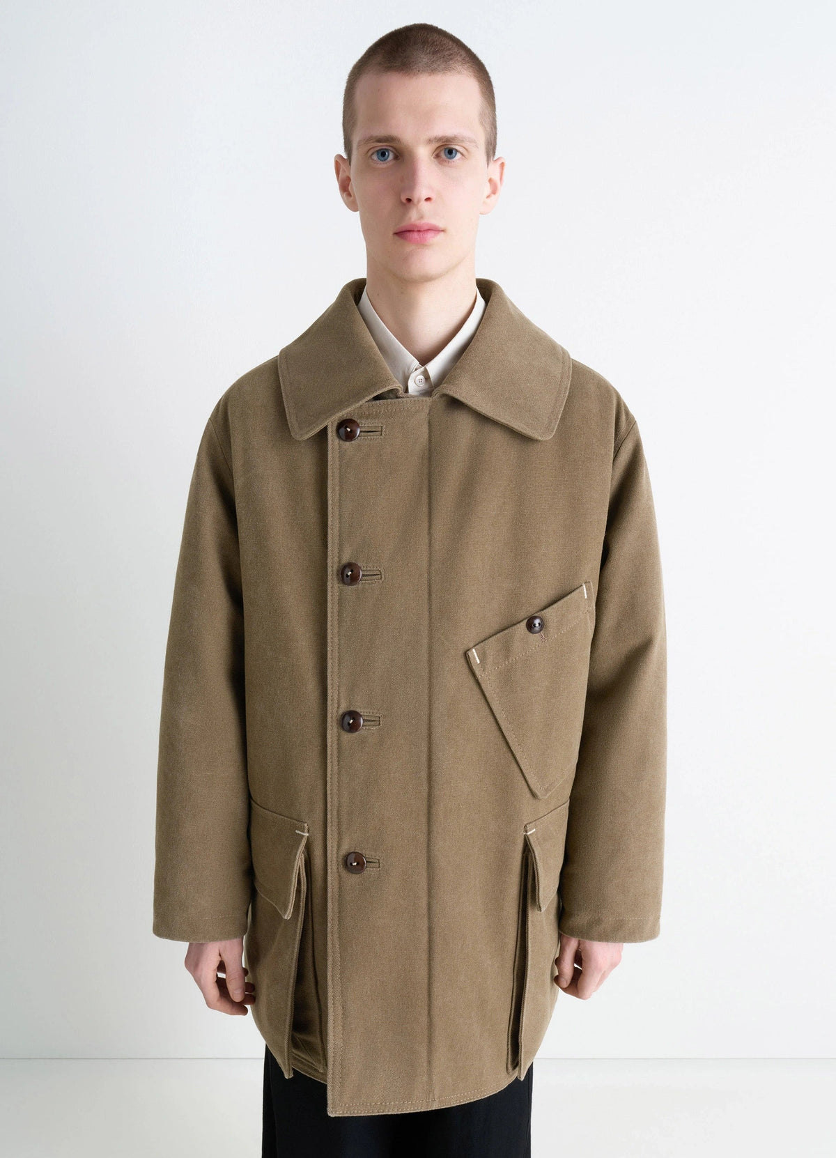 SHEARLING WINTER PARKA IN WATER REPELLENT HEAVY COTTON CANVAS