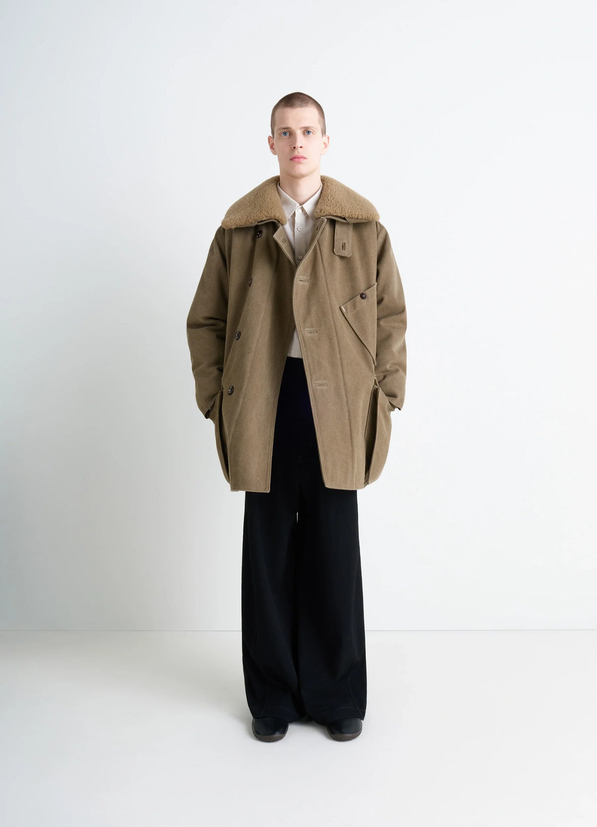 SHEARLING WINTER PARKA IN WATER REPELLENT HEAVY COTTON CANVAS