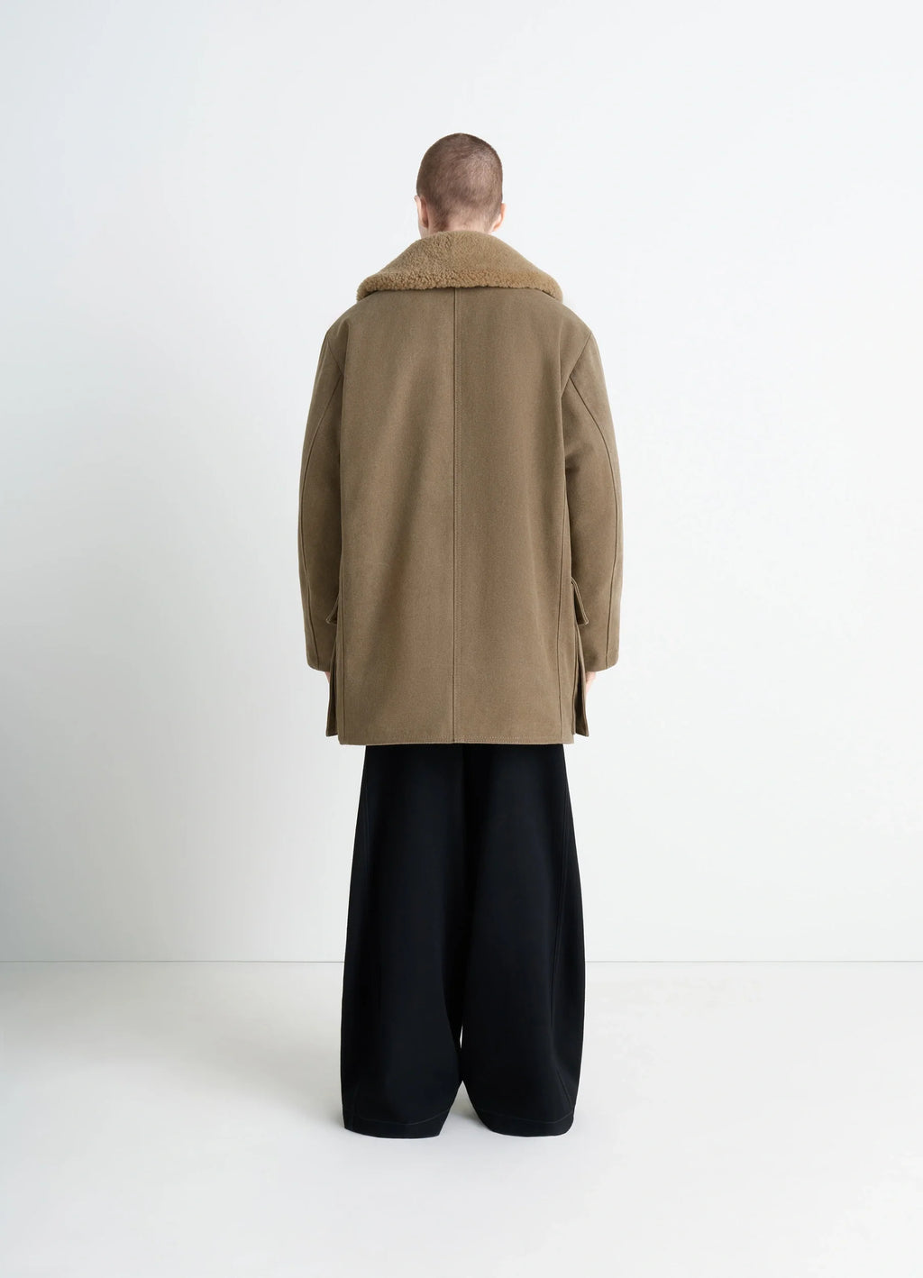 PARKA D'HIVER EN PEAU LAINÉE ET TOILE DE COTON ÉPAIS DÉPERLANT