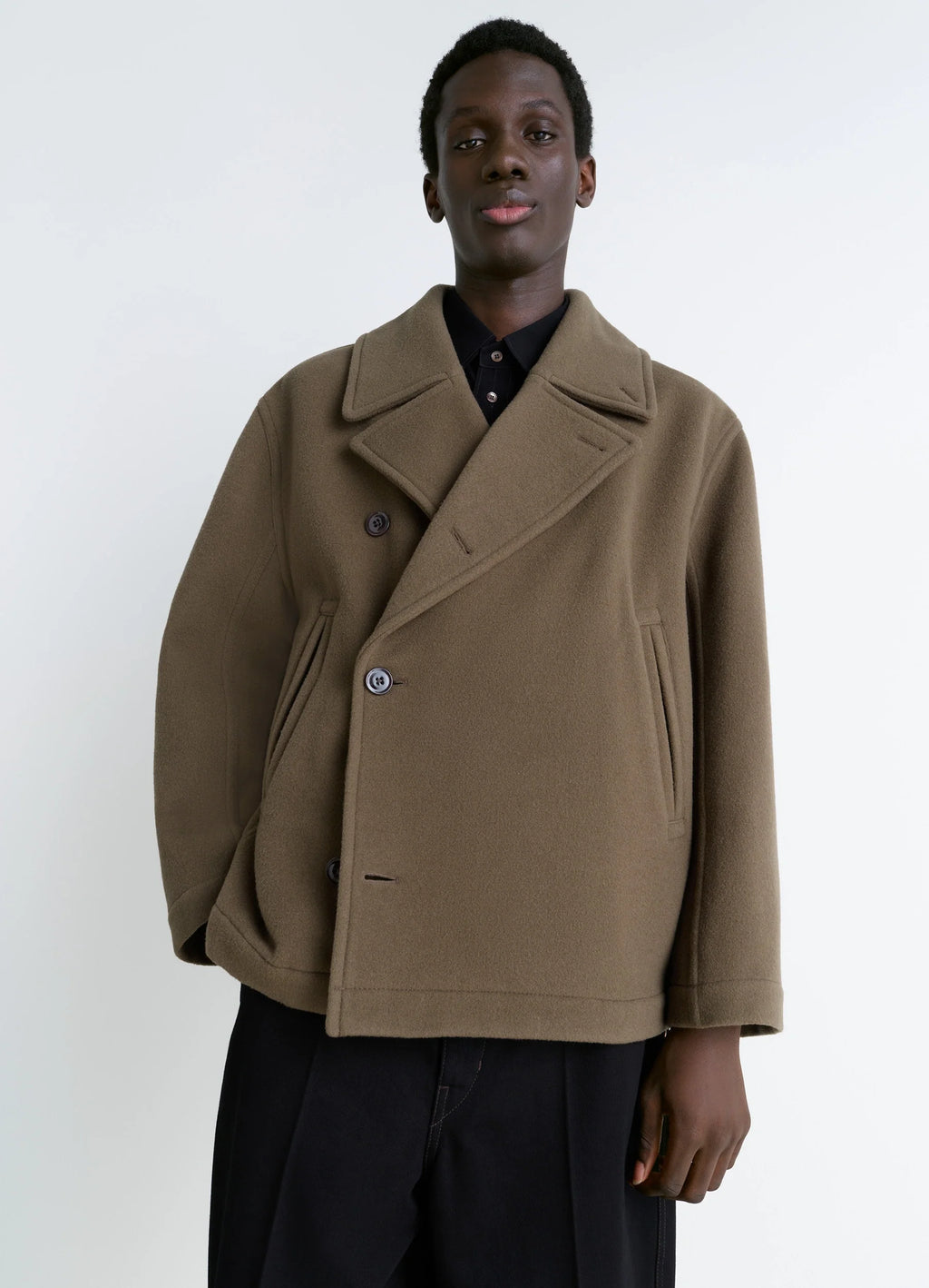 BOXY PEACOAT IN DOUBLE WOOL