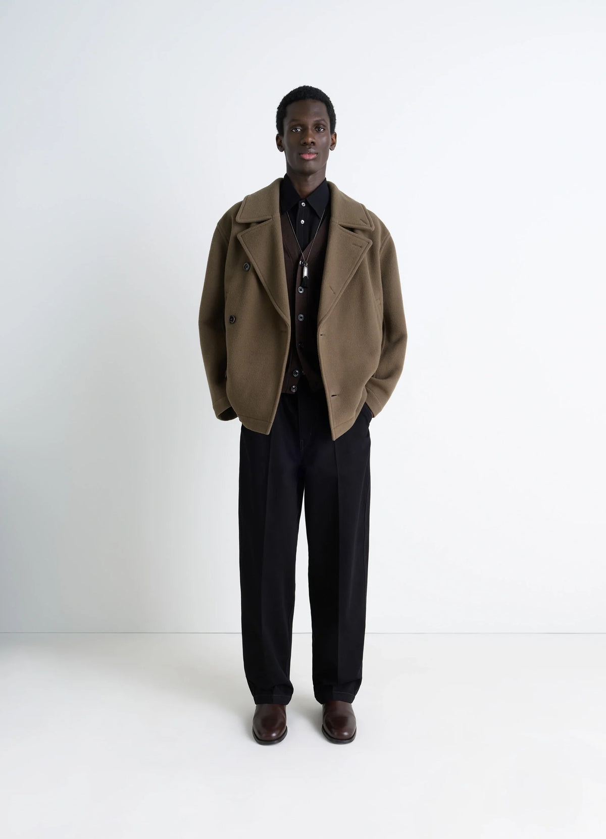 BOXY PEACOAT IN DOUBLE WOOL