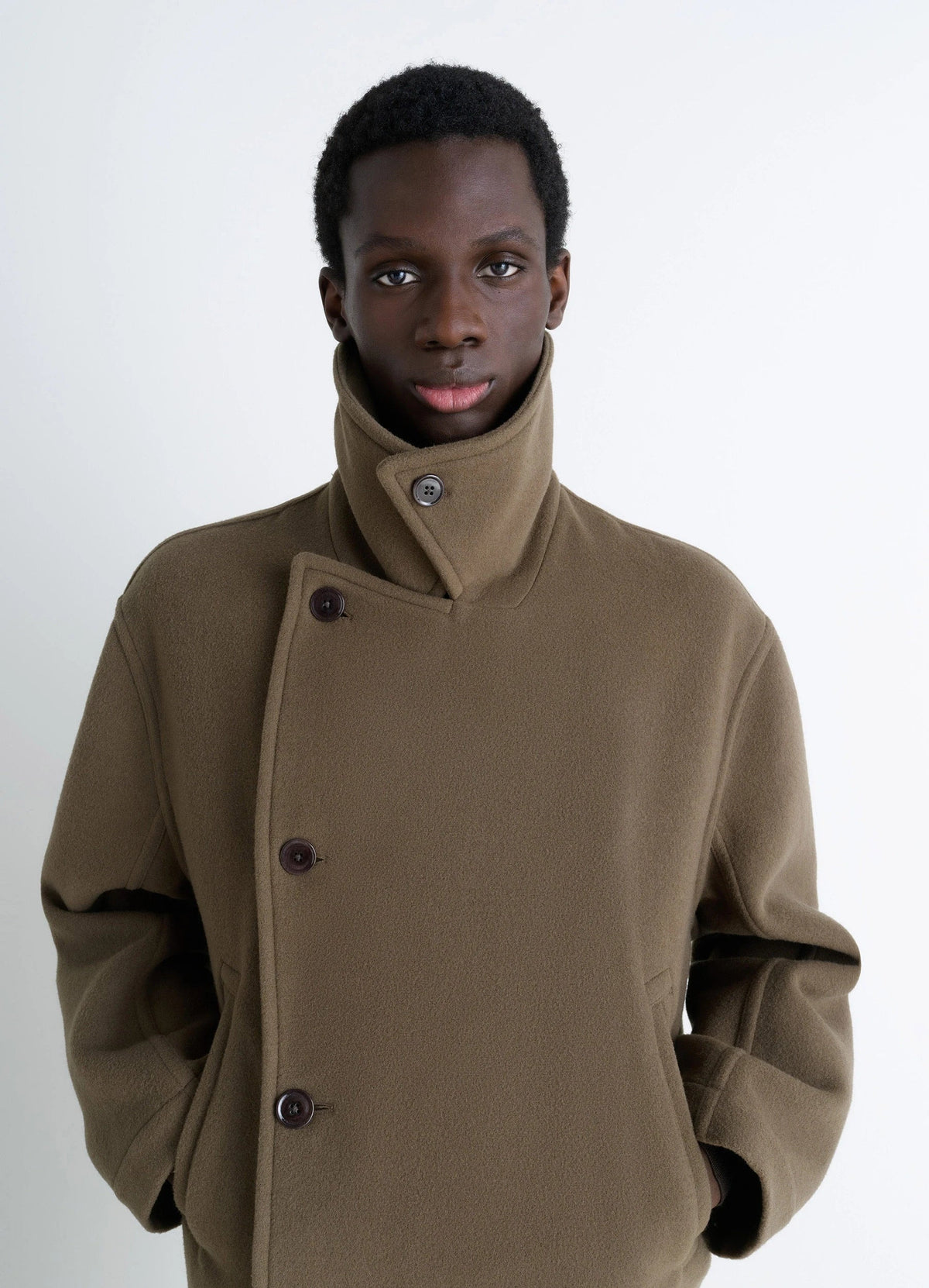 BOXY PEACOAT IN DOUBLE WOOL
