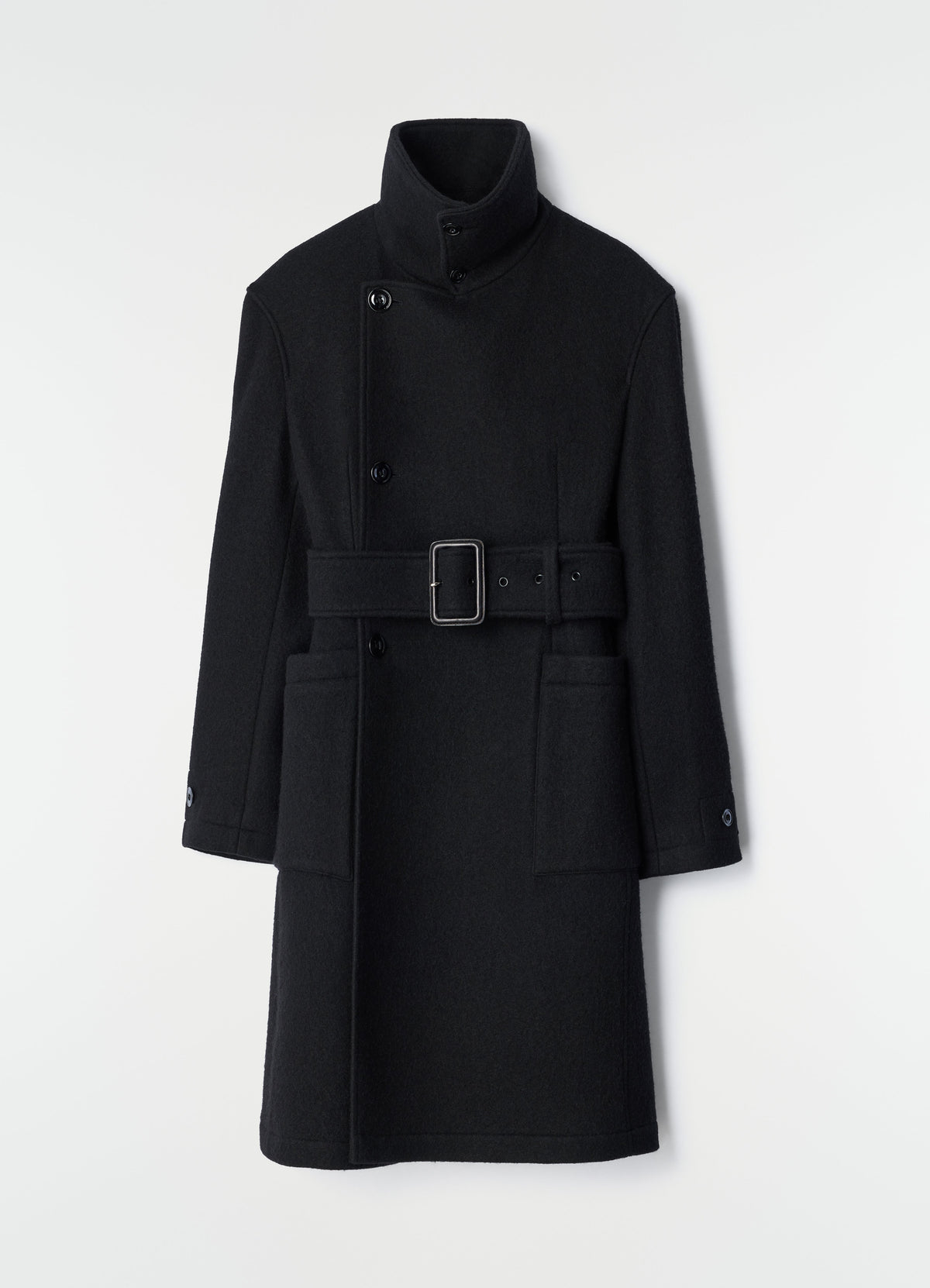 MANTEAU PORTEFEUILLE AJUSTÉ EN LAINE ET ALPAGA FEUTRÉS