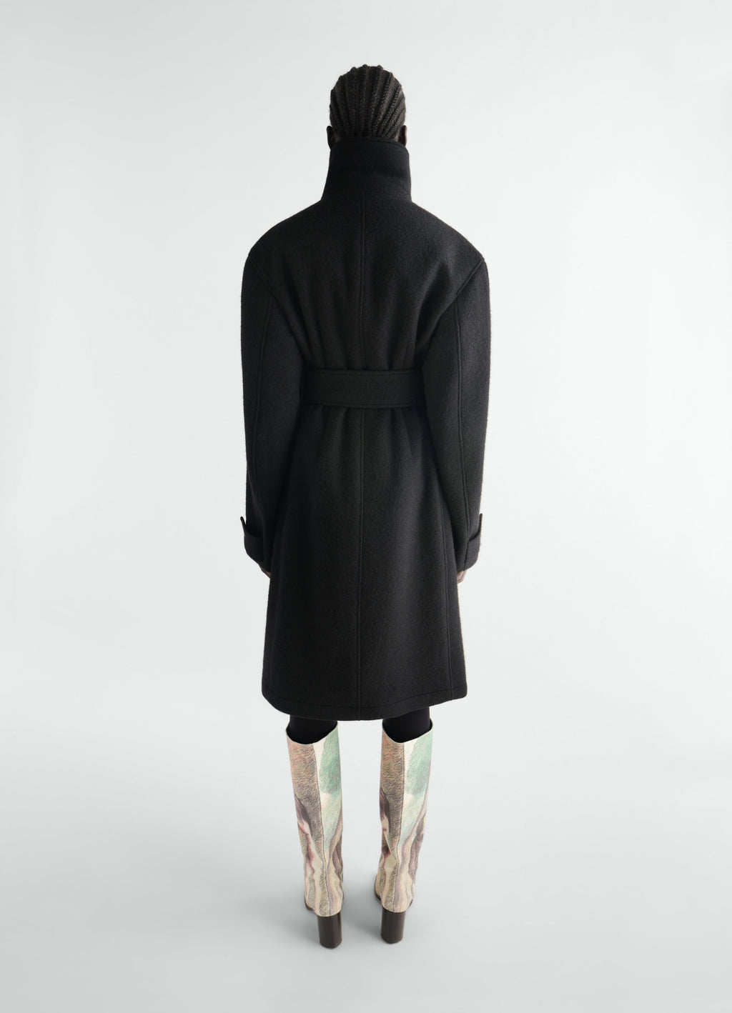MANTEAU PORTEFEUILLE AJUSTÉ EN LAINE ET ALPAGA FEUTRÉS
