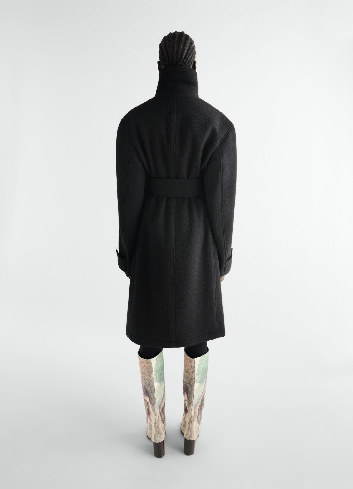 SHAPED WRAP COAT IN FELTED WOOL ALPACA