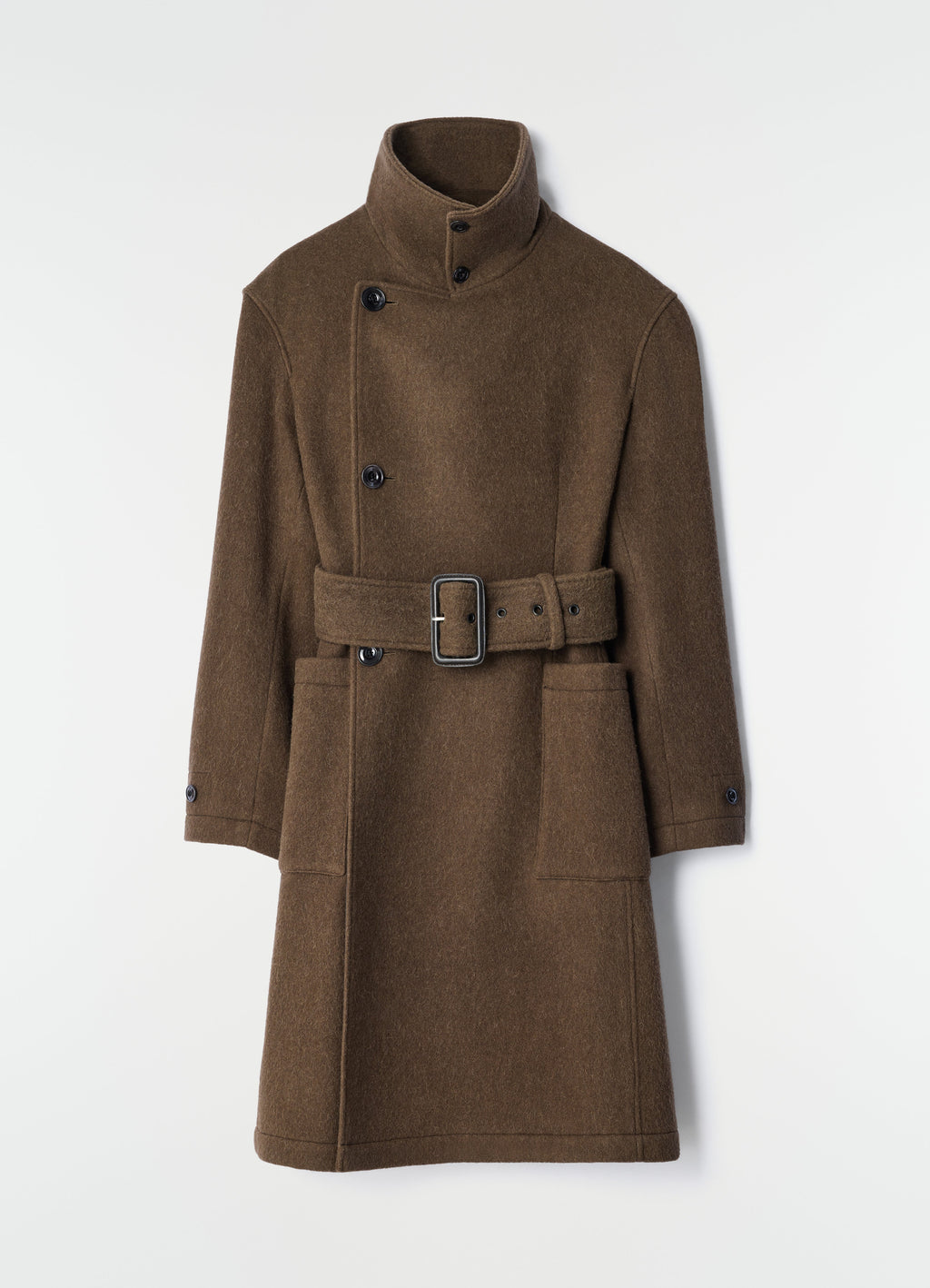 MANTEAU PORTEFEUILLE AJUSTÉ EN LAINE ET ALPAGA FEUTRÉS