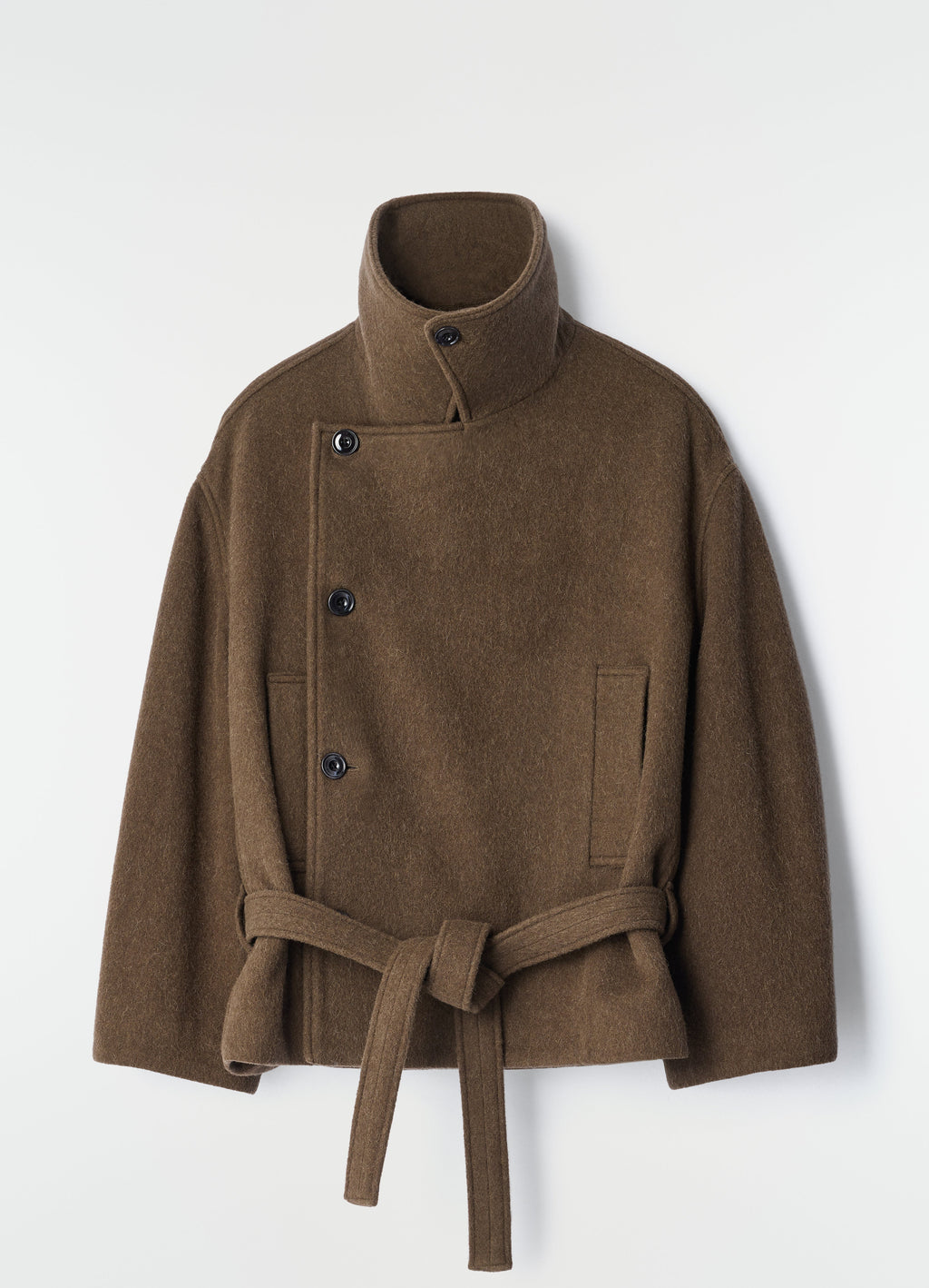 MANTEAU COURT CACHE-CŒUR EN LAINE ET ALPAGA FEUTRÉS