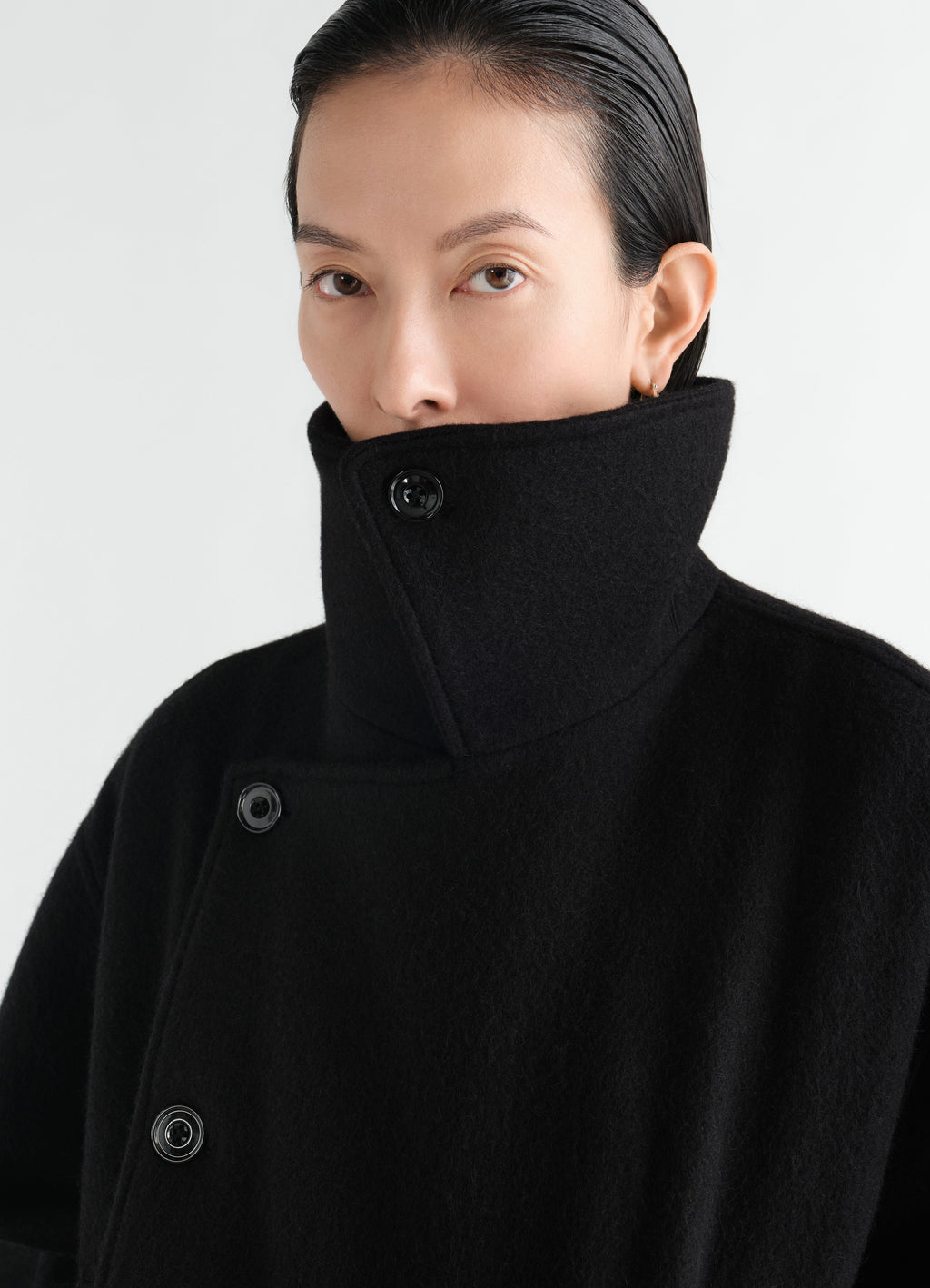 SHORT WRAP COAT IN FELTED WOOL ALPACA