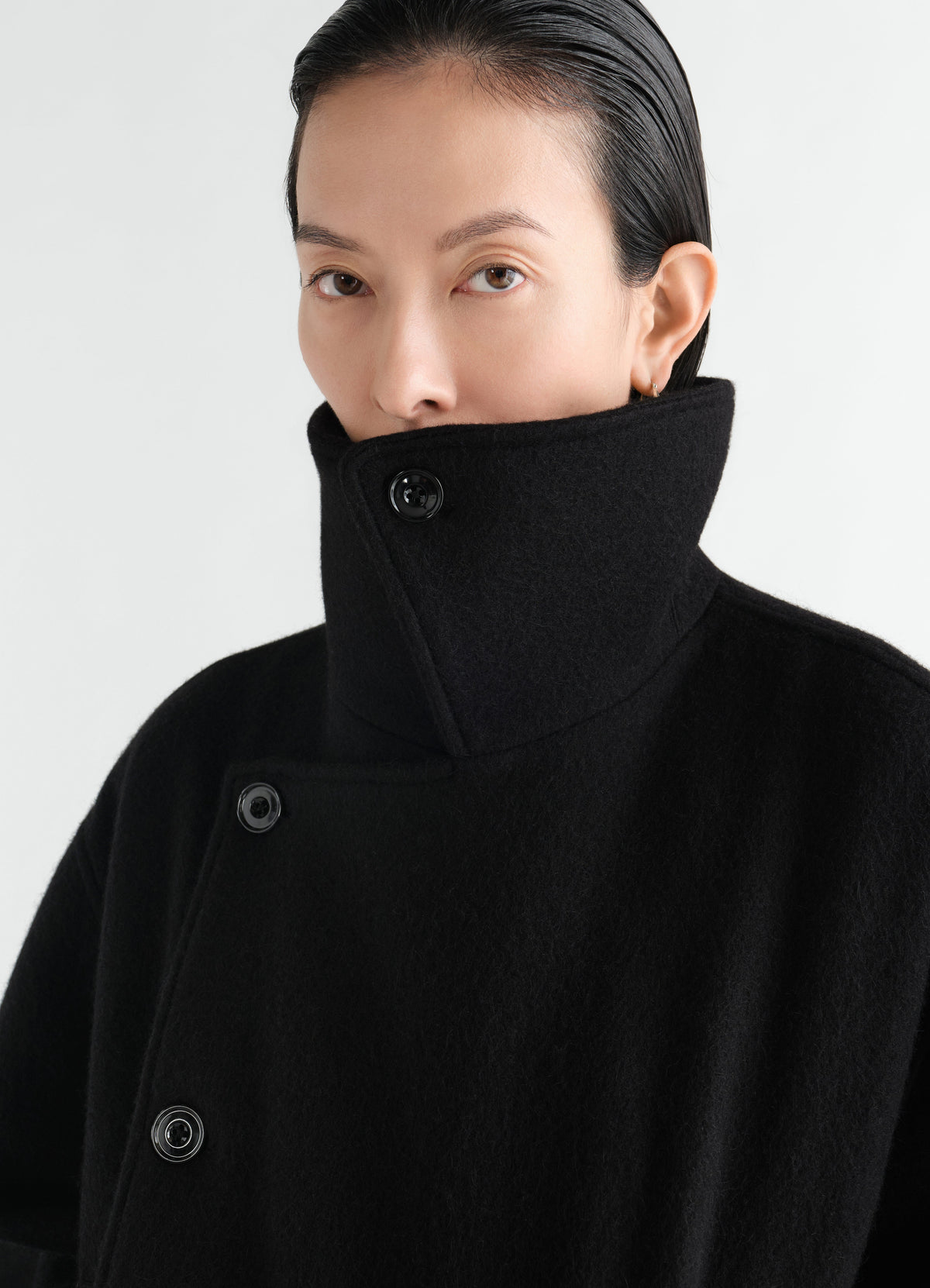 SHORT WRAP COAT IN FELTED WOOL ALPACA