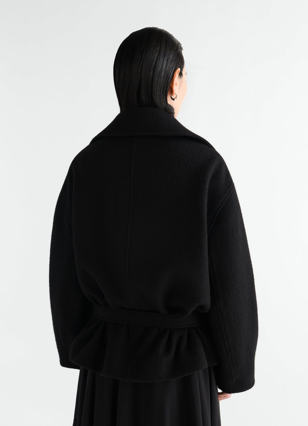 SHORT WRAP COAT IN FELTED WOOL ALPACA