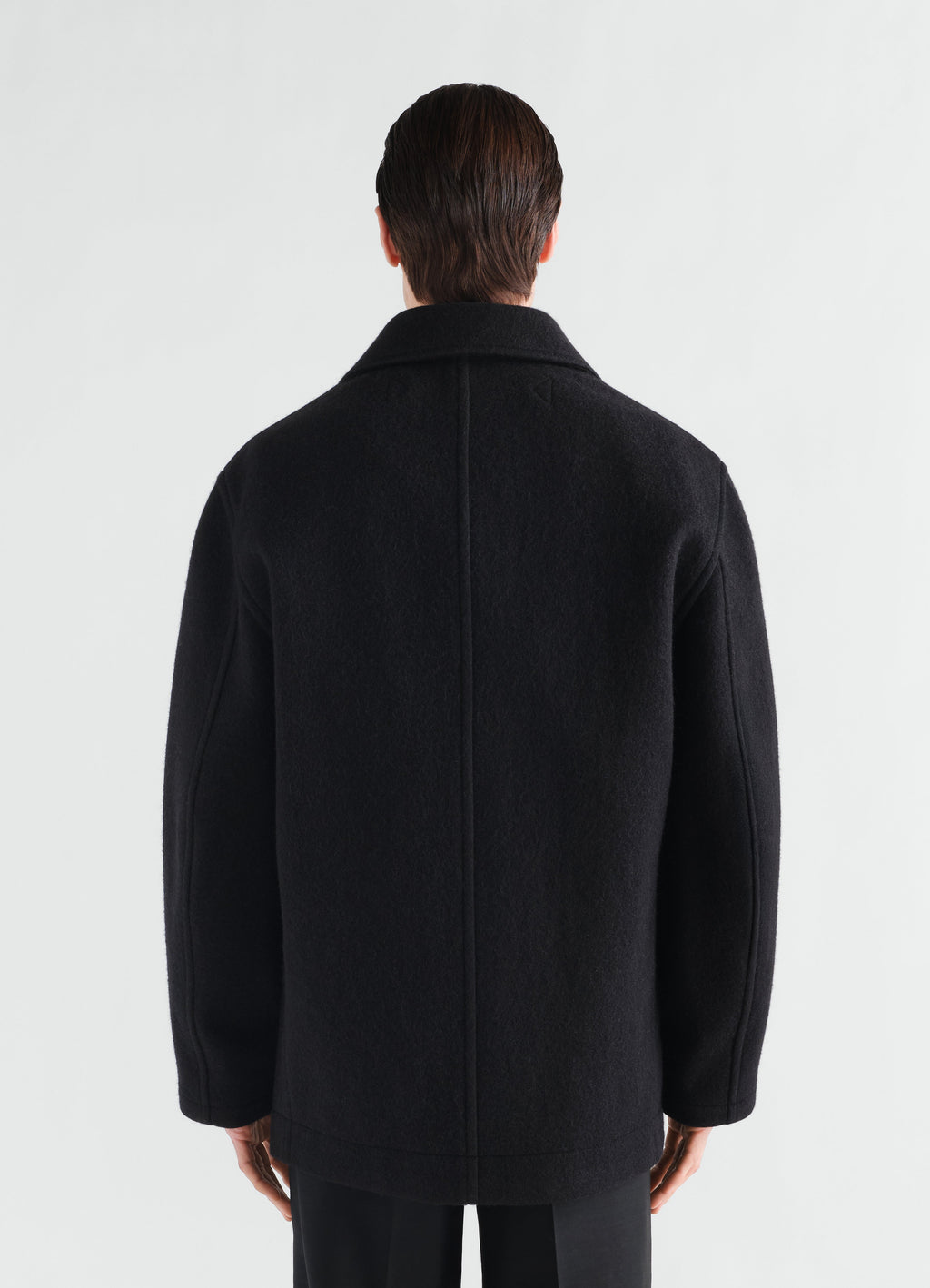 SHORT DOUBLE-BREASTED COAT IN FELTED WOOL ALPACA