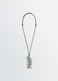 COLLIER GUA SHA BELUGA EN CUIR NAPPA ET AGATE