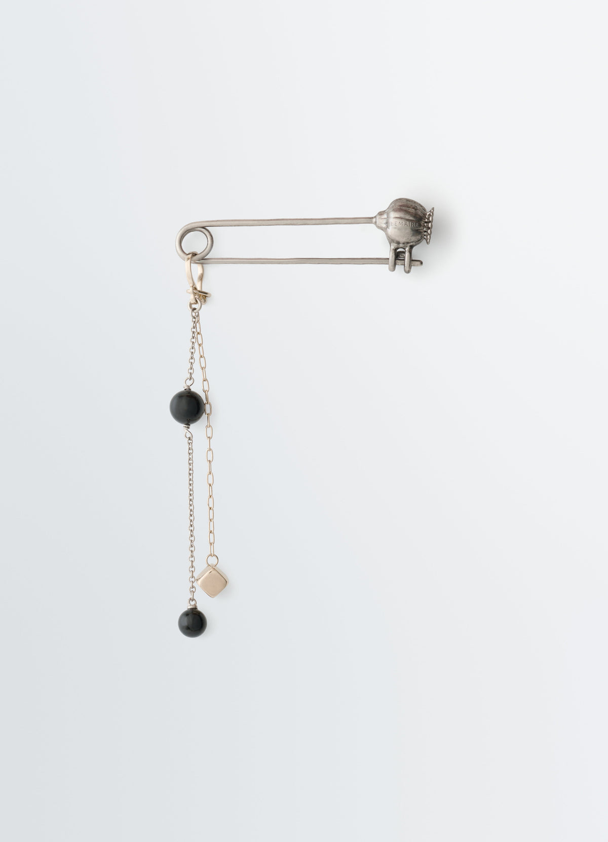 THISTLE PIN BAG CHARM WITH ONYX BEAD