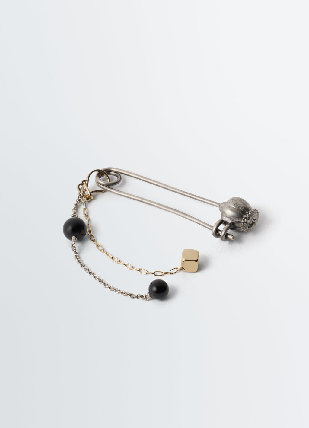 CHARM DE SAC ÉPINGLE CHARDON AVEC PERLE D'ONYX