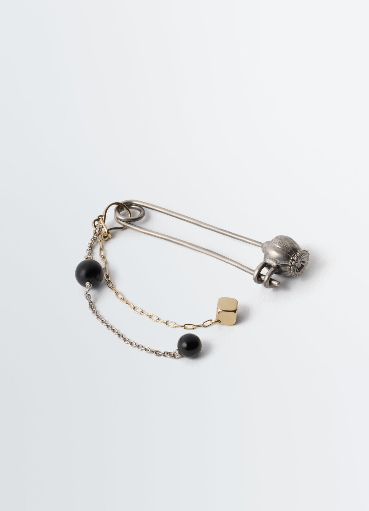 THISTLE PIN BAG CHARM WITH ONYX BEAD