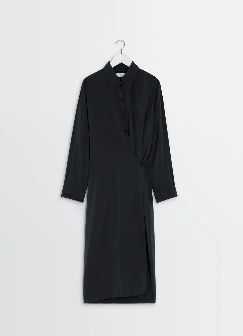 ROBE À COL DROIT ET TORSADÉE EN SOIE SÈCHE