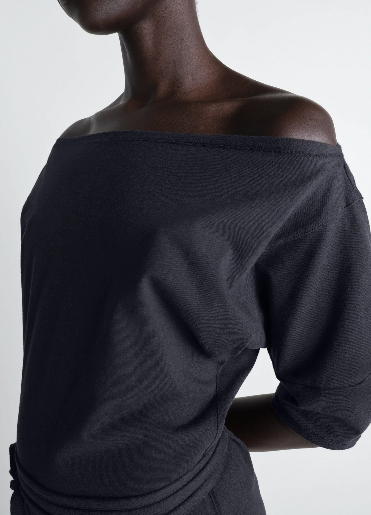OFF SHOULDER DRESS IN HEAVY COTTON LINEN JERSEY